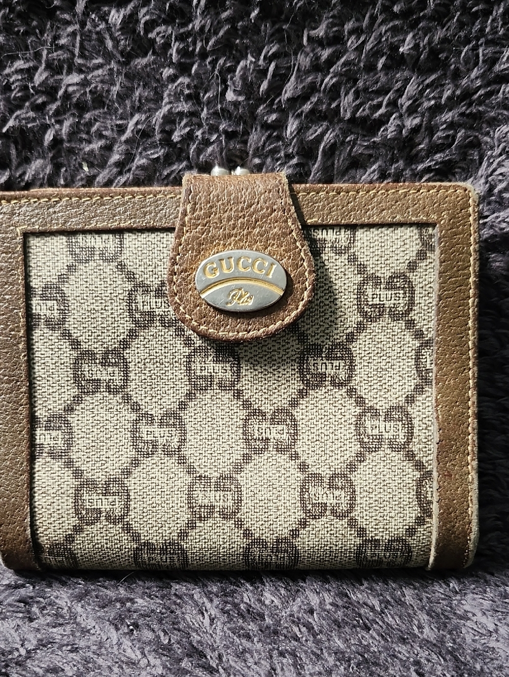 Gucci Beige and Brown Monogram Snap Wallet
